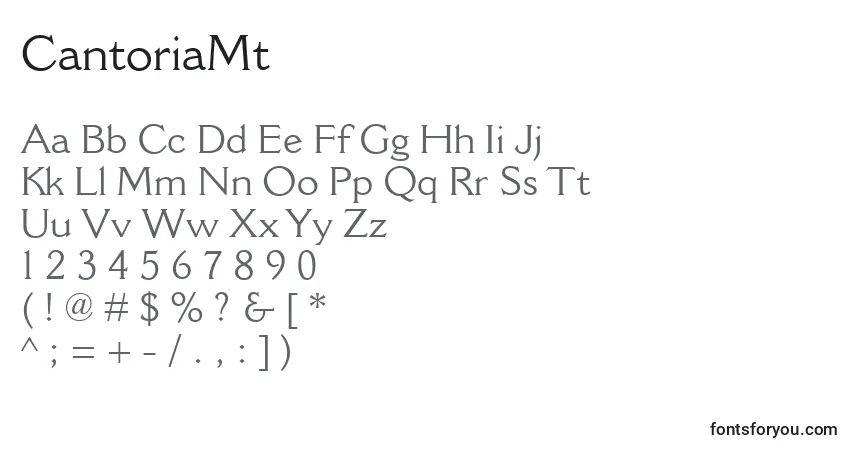 A fonte CantoriaMt – alfabeto, números, caracteres especiais