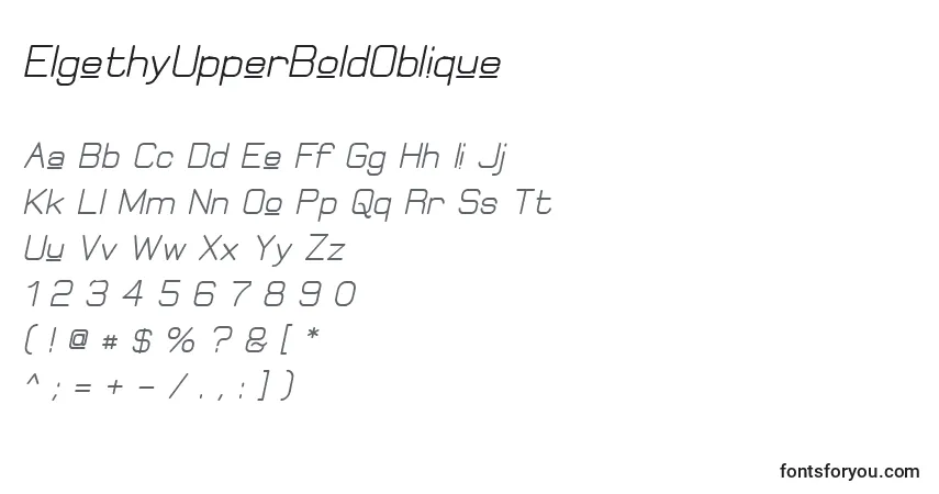 Schriftart ElgethyUpperBoldOblique – Alphabet, Zahlen, spezielle Symbole