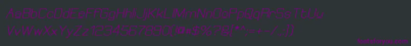 Fonte ElgethyUpperBoldOblique – fontes roxas em um fundo preto