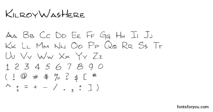 Schriftart KilroyWasHere – Alphabet, Zahlen, spezielle Symbole