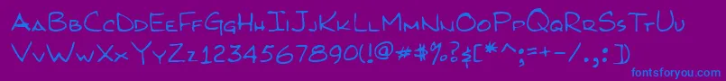 KilroyWasHere-Schriftart – Blaue Schriften auf violettem Hintergrund