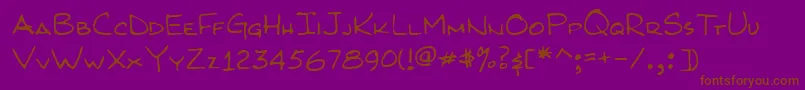 KilroyWasHere-Schriftart – Braune Schriften auf violettem Hintergrund