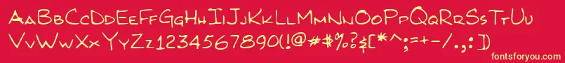 フォントKilroyWasHere – 黄色の文字、赤い背景