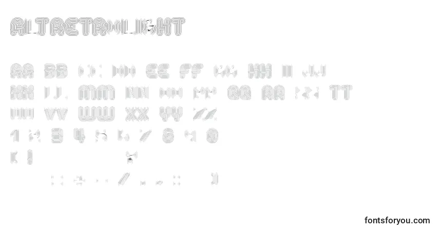 Schriftart AltRetroLight – Alphabet, Zahlen, spezielle Symbole
