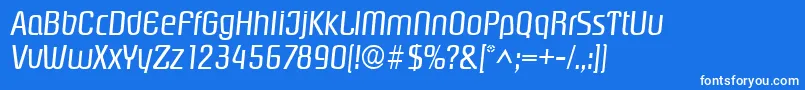 PasadenaItalic-Schriftart – Weiße Schriften auf blauem Hintergrund