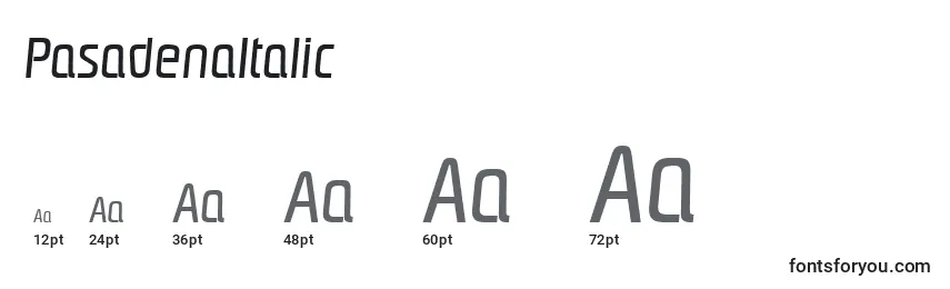 Размеры шрифта PasadenaItalic