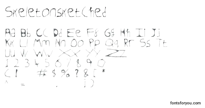 Czcionka Skeletonsketched – alfabet, cyfry, specjalne znaki