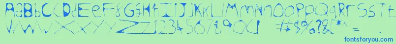 Skeletonsketched Font – Blue Fonts on Green Background
