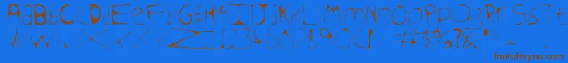 Skeletonsketched-Schriftart – Braune Schriften auf blauem Hintergrund