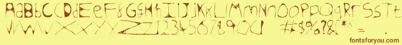 Fonte Skeletonsketched – fontes marrons em um fundo amarelo