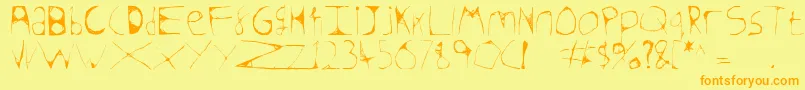 フォントSkeletonsketched – オレンジの文字が黄色の背景にあります。
