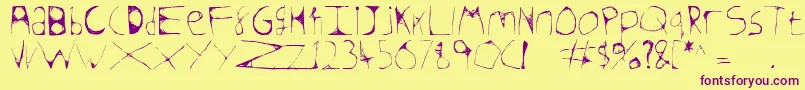 Skeletonsketched Font – Purple Fonts on Yellow Background