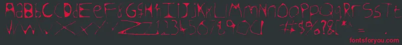 Skeletonsketched-Schriftart – Rote Schriften auf schwarzem Hintergrund