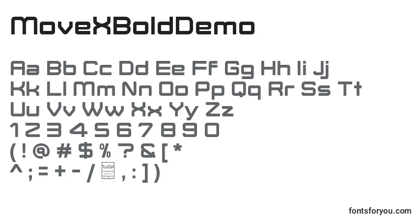 Schriftart MoveXBoldDemo – Alphabet, Zahlen, spezielle Symbole