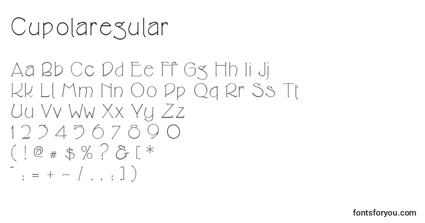 Cupolaregular-fontti – aakkoset, numerot, erikoismerkit