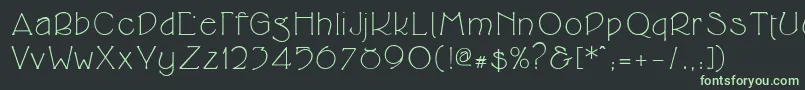 フォントCupolaregular – 黒い背景に緑の文字