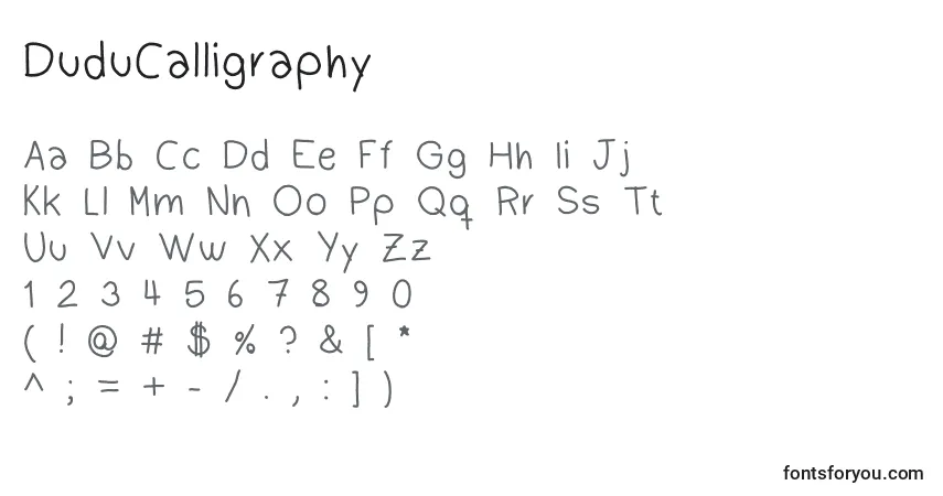 A fonte DuduCalligraphy – alfabeto, números, caracteres especiais