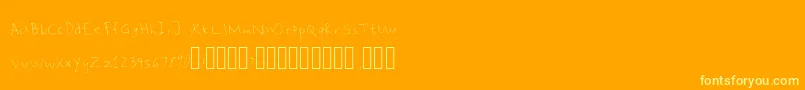 ShaynesHandwriting-Schriftart – Gelbe Schriften auf orangefarbenem Hintergrund