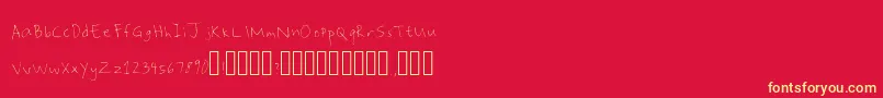 ShaynesHandwriting Font – Yellow Fonts on Red Background