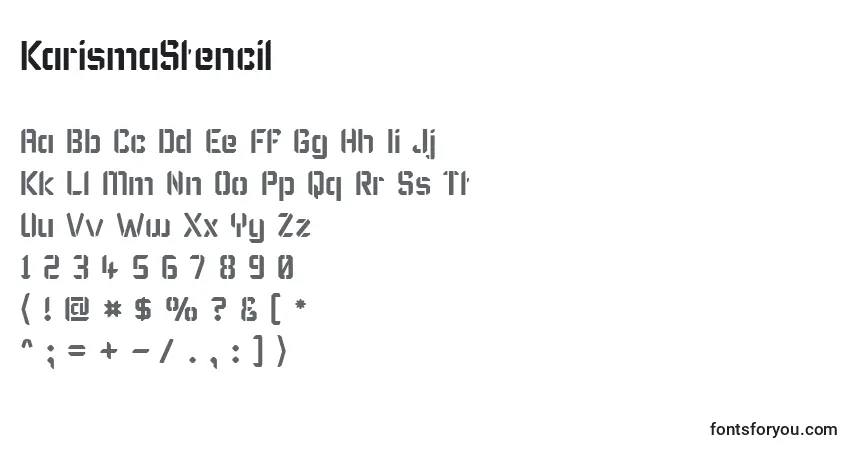 KarismaStencil-fontti – aakkoset, numerot, erikoismerkit