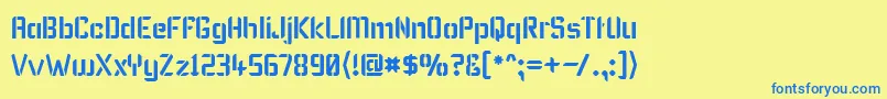 KarismaStencil Font – Blue Fonts on Yellow Background