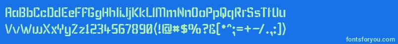KarismaStencil-Schriftart – Grüne Schriften auf blauem Hintergrund