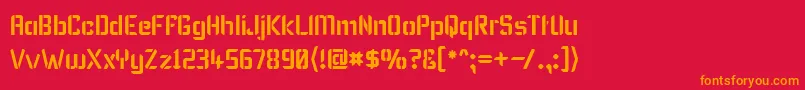 KarismaStencil Font – Orange Fonts on Red Background