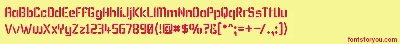 KarismaStencil-Schriftart – Rote Schriften auf gelbem Hintergrund