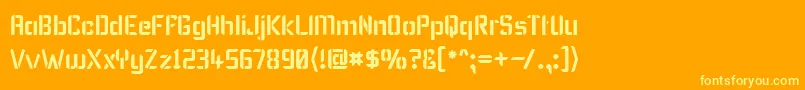 Подробнее о шрифте KarismaStencil Шрифт KarismaStencil – жёлтые шрифты на оранжевом фоне