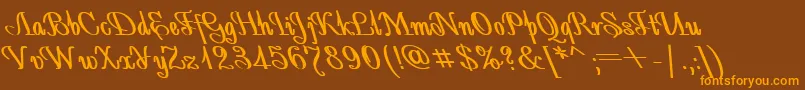 Lisätietoja AntidecorBoldItalic-fontista AntidecorBoldItalic-fontti – oranssit fontit ruskealla taustalla
