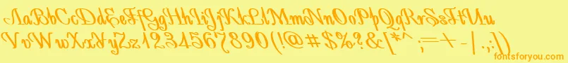 Weitere Informationen zur AntidecorBoldItalic-Schriftart AntidecorBoldItalic-Schriftart – Orangefarbene Schriften auf gelbem Hintergrund