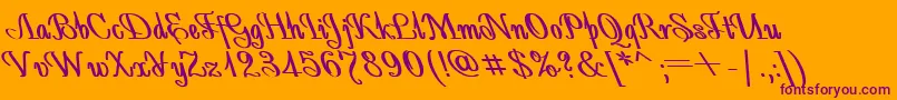 Więcej informacji o czcionce AntidecorBoldItalic Czcionka AntidecorBoldItalic – fioletowe czcionki na pomarańczowym tle