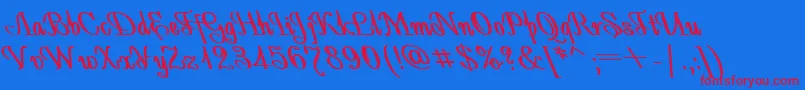 AntidecorBoldItalic Font – Red Fonts on Blue Background