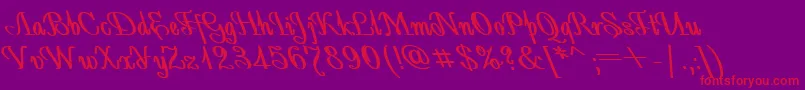AntidecorBoldItalic-fontti – punaiset fontit violetilla taustalla