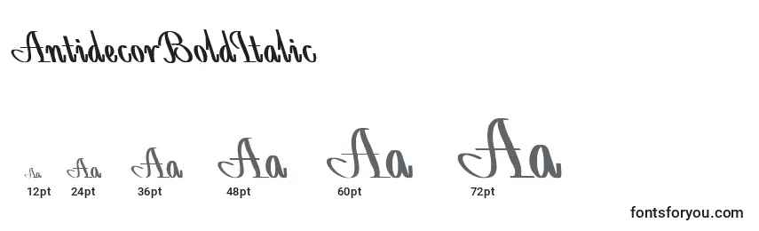 AntidecorBoldItalic Font Sizes