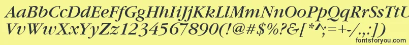 Czcionka GourmandItalic – czarne czcionki na żółtym tle