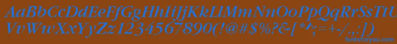 GourmandItalic Font – Blue Fonts on Brown Background