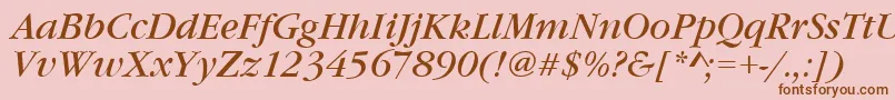 Fonte GourmandItalic – fontes marrons em um fundo rosa