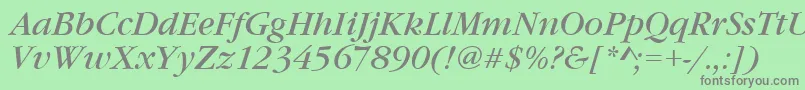 GourmandItalic Font – Gray Fonts on Green Background