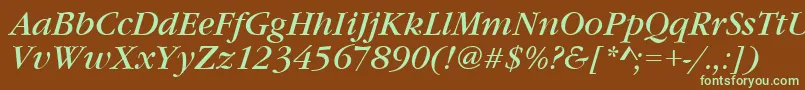 GourmandItalic Font – Green Fonts on Brown Background