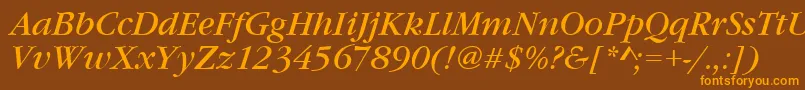 GourmandItalic Font – Orange Fonts on Brown Background