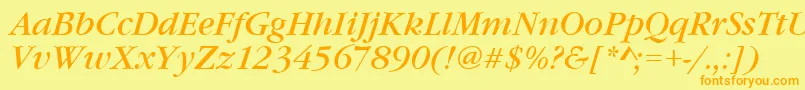 GourmandItalic Font – Orange Fonts on Yellow Background