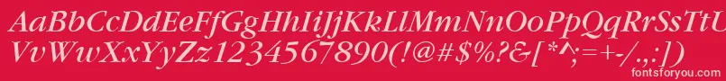 Fonte GourmandItalic – fontes rosa em um fundo vermelho