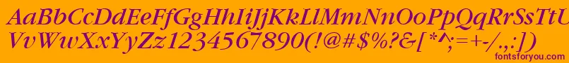 GourmandItalic Font – Purple Fonts on Orange Background