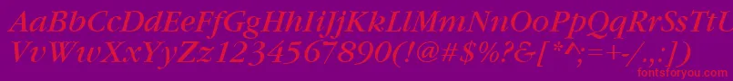 GourmandItalic Font – Red Fonts on Purple Background