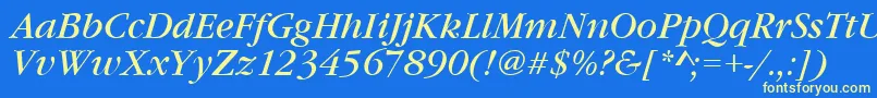 Czcionka GourmandItalic – żółte czcionki na niebieskim tle