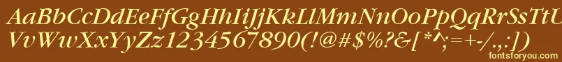 Шрифт GourmandItalic – жёлтые шрифты на коричневом фоне