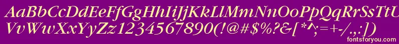 GourmandItalic Font – Yellow Fonts on Purple Background