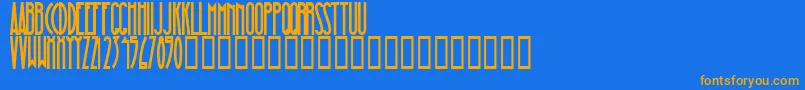 フォントMagnaBlackCondensed – オレンジ色の文字が青い背景にあります。