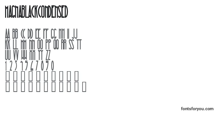 characters of magnablackcondensed font, letter of magnablackcondensed font, alphabet of  magnablackcondensed font